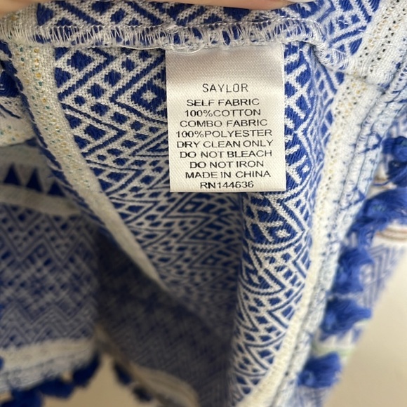 Saylor Blue Striped Tassel Halter Mini Dress Women Size L - Picture 4 of 4